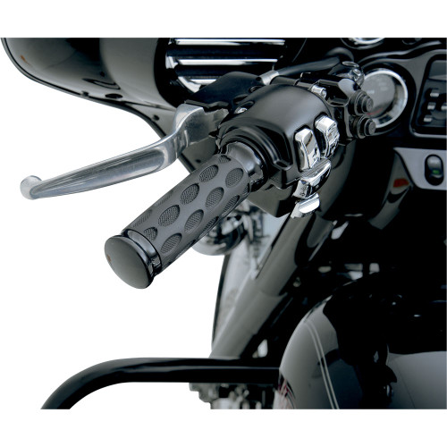 Hotop Designs Black Custom Rubber Grips for Harley Dual Cable