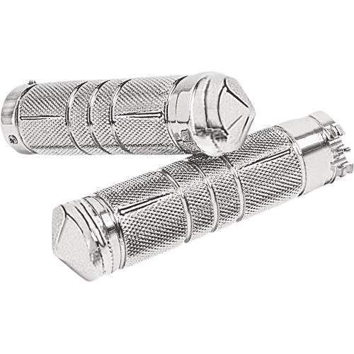 Accutronix Chrome Knurled Grips for Harley Dual Cable