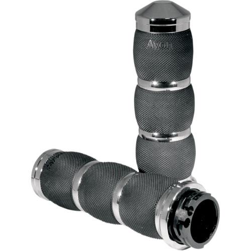 Avon Air Cushioned 3-Ring Grips for Harley Dual Cable - Chrome