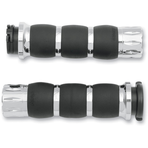 Avon Air Cushioned Velvet Rival Grips for Harley Dual Cable - Chrome