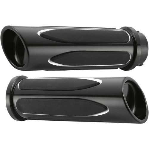 Arlen Ness Deep Cut Comfort Grips for Harley Dual Cable - Black