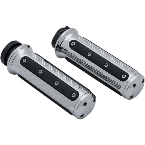 Kuryakyn Heavy Industry Grips for Harley Dual Cable - Chrome
