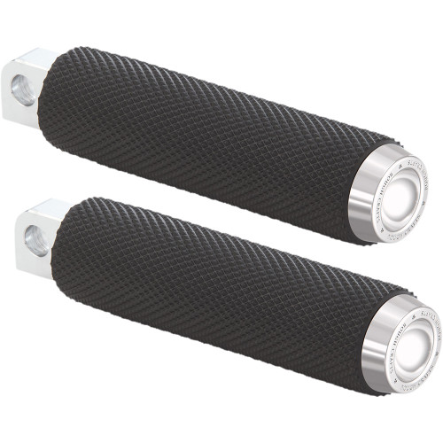 Rough Crafts Rubber Knurled Foot Pegs for Harley - Chrome