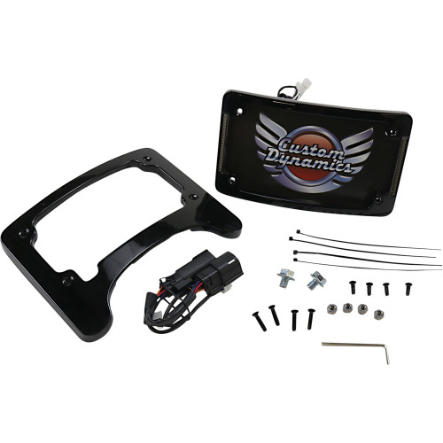 Custom Dynamics Turn Signal Eliminator Radius Plate Mount with Light for 2014-2023 Harley Touring* - Black