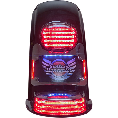 Custom Dynamics Turn Signal Eliminator Radius Plate Mount with Light for 2014-2023 Harley Touring* - Chrome