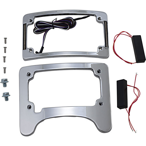Custom Dynamics Turn Signal Eliminator Radius Plate Mount with Light for 1997-2013 Harley Touring* - Chrome