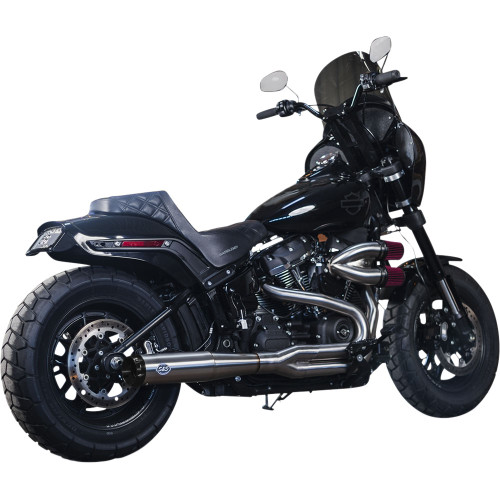 S&S SuperStreet 2-1 Stainless w/ Black Caps for 2018-2022 Harley Softail Models