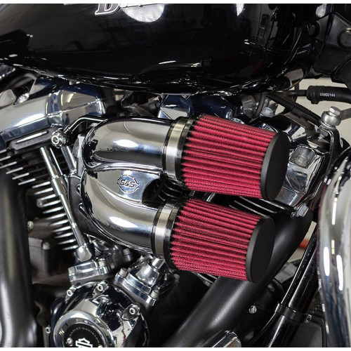 S&S Tuned Induction Air Cleaner Kit for 2017-2023 Harley M8 - Chrome