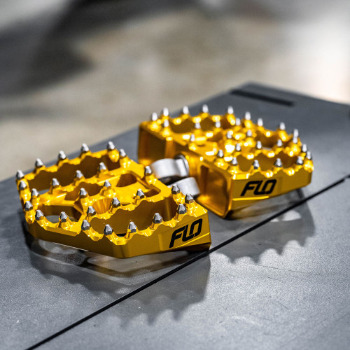 Flo Motorsports V4 Mini Floor Boards Foot Pegs for Harley - Gold