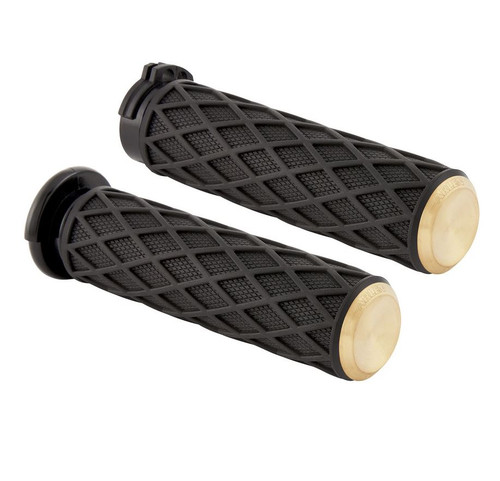 Arlen Ness Diamond Grips for Harley - Brass