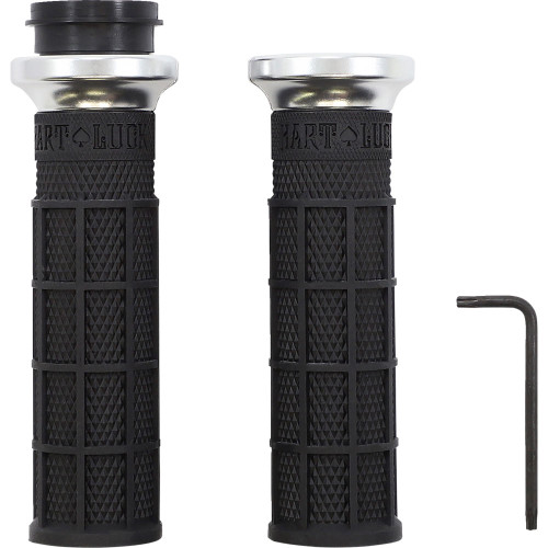 ODI Hart Luck Full Waffle Lock-On Grips for Harley Electronic Throttle - Silver