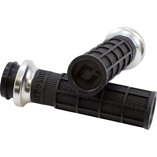 ODI Hart Luck Full Waffle Lock-On Grips for Harley Electronic Throttle - Silver