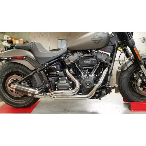 D&D Carbon Fiber Bob Cat 2-1 Up-Swept Exhaust for 2018-2024 Harley Softail* - Chrome/Carbon Fiber Tip