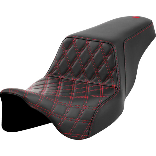 Saddlemen Front LS Step-Up Seat for 2008-2023 Harley Touring - Red Stitch