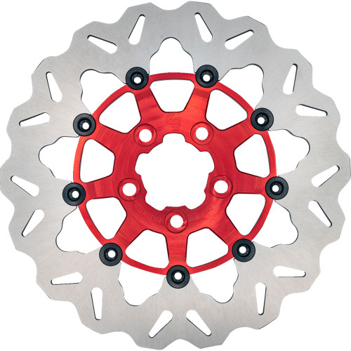 GBrakes Rear Wave Brake Rotor for 2008-2024 Harley Touring - Red