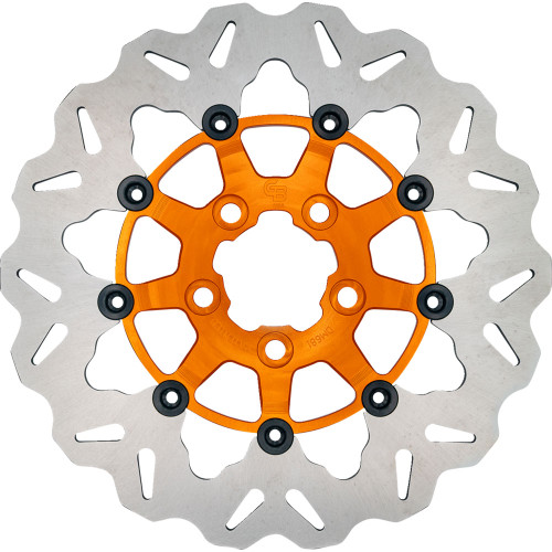 GBrakes Rear Wave Brake Rotor for 2008-2024 Harley Touring - Orange