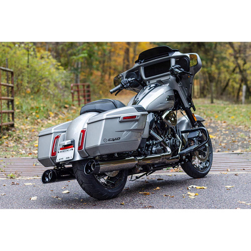 S&S MK45 Exhaust Mufflers w/ Cutlass Caps for 2017-2024 Harley Touring - Lava Chrome