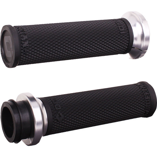 ODI Ruffian Lock-On Grips for 2008-2023 Harley Electronic Throttle* - Black/Silver