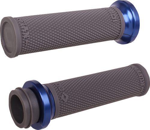 ODI Ruffian Lock-On Grips for 2008-2023 Harley Electronic Throttle* - Graphite/Ano Blue