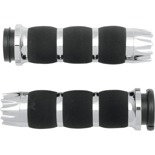 Avon Air Cushioned Excalibur Grips for Harley Electronic Throttle - Chrome