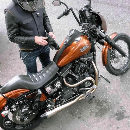 Sawicki 2-1 Full Length Stainless Exhaust for 1991-2017 Harley Dyna - Brushed