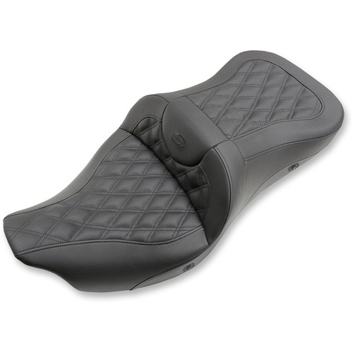 Saddlemen Extended Reach Heated Road Sofa Seat for 2008-2023 Harley Touring - Lattice Stitch