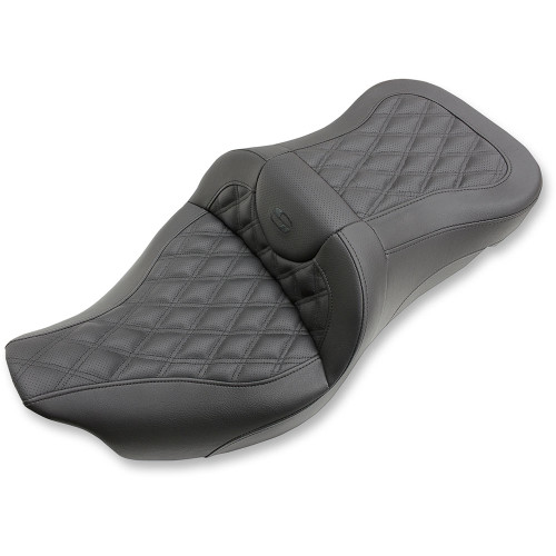 Saddlemen Extended Reach Road Sofa Seat for 2008-2023 Harley Touring - Lattice Stitch