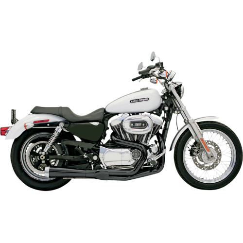 Bassani Short Upswept Road Rage 2-into-1 Exhaust System for 1986-2003 Harley Sportster - Black