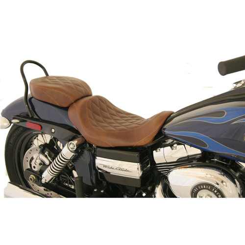 Mustang Brown Wide Tripper Solo Seat for 2006-2017 Harley Dyna - Diamond