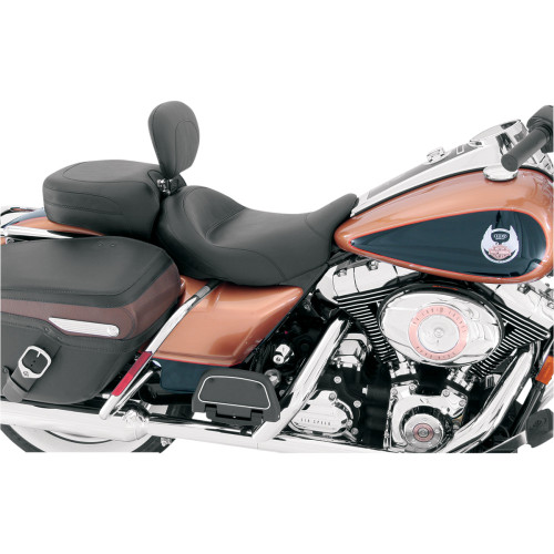Mustang Wide Touring Solo Seat w/ Backrest for 2008-2023 Harley Touring - Vintage