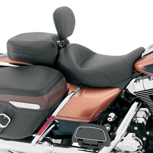 Mustang Wide Touring Solo Seat w/ Backrest for 2008-2023 Harley Touring - Vintage
