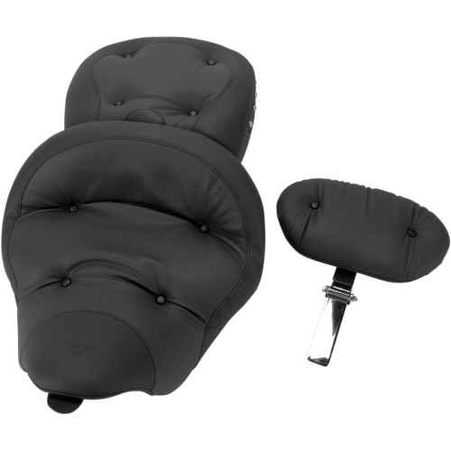 Mustang Super Touring Regal Seat w/ Driver Backrest for 2008-2023 Harley Touring - Chrome Studs