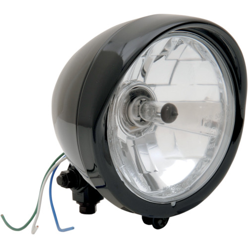 Drag Specialties Black Diamond-Style Bottom-Mount Headlight Assembly With Visor - Black