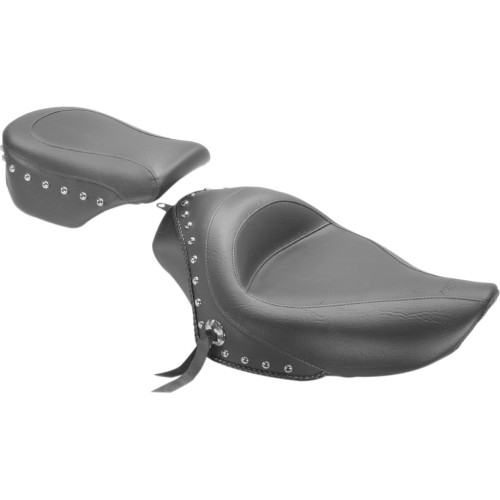 Mustang Standard Touring Solo Seat for 2004-2018 Harley Sportster - Chrome Studded