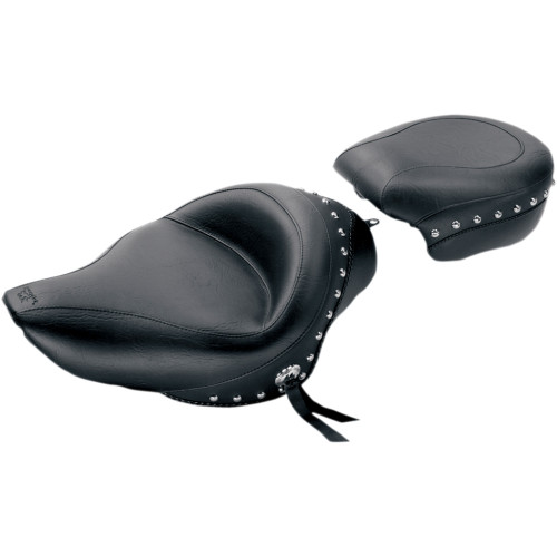 Mustang Wide Touring Solo Seat for 2004-2018 Harley Sportster - Chrome Studded