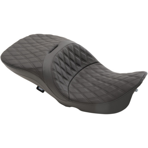 Drag Specialties Large Touring Seat That Accepts Frame Mounted Backrest for 1997-2007 Harley Touring - Double Diamond Stitch