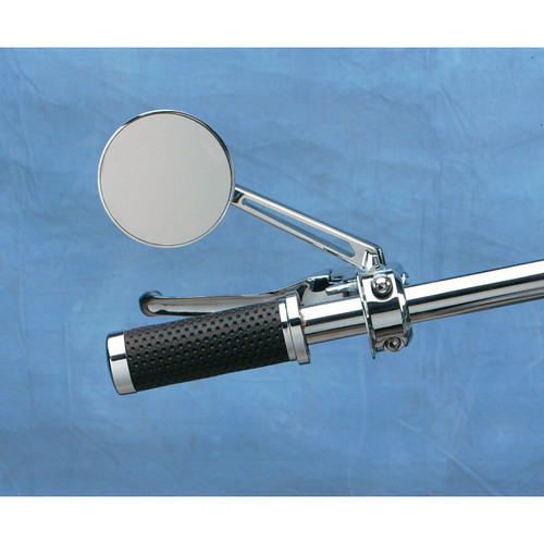 Drag Specialties Round Series Mirror for Harley - Stealth II Stem