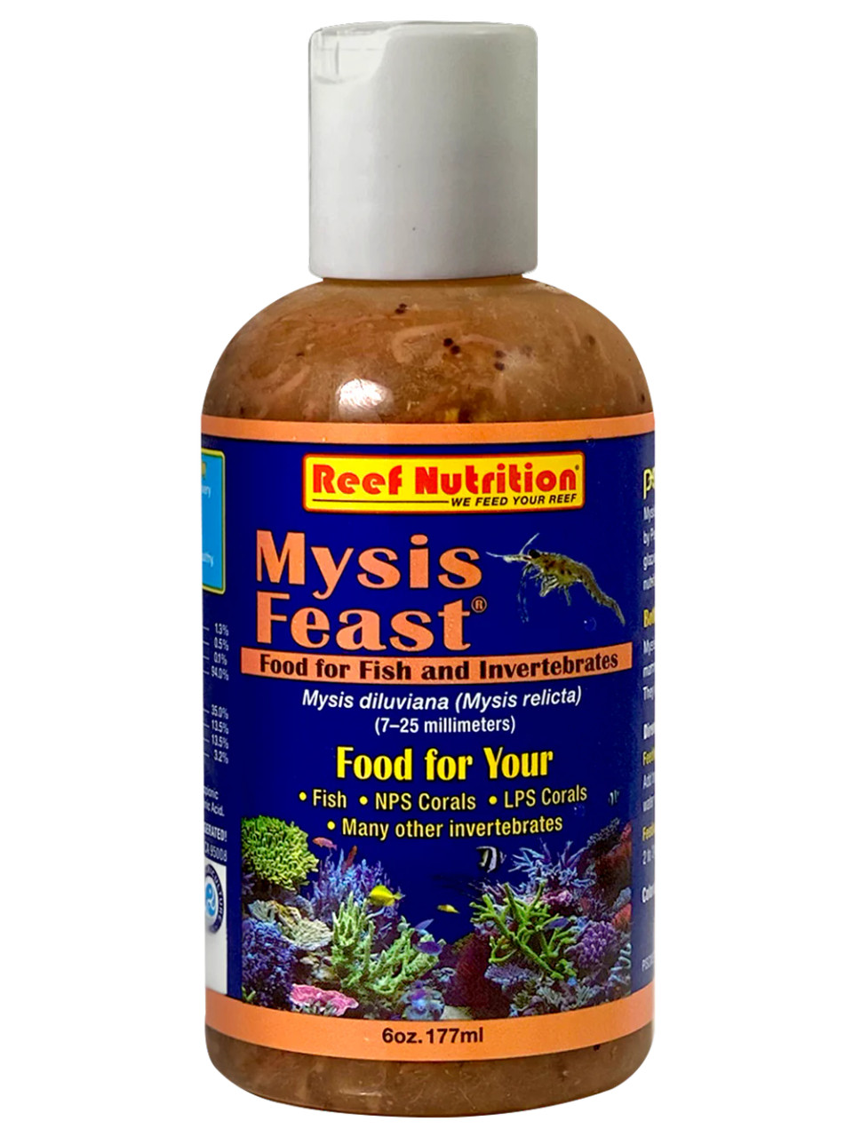 REEF NUTRITION Mysis-Feast Refrigerated Freshwater Shrimp 6oz Bottle *LOCAL ONLY, NO OUT OF STATE SHIPPING*
