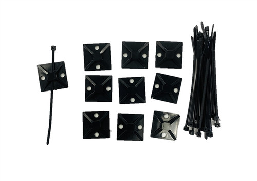Cable Ties w/ Adhesive Back - BLACK 10PK