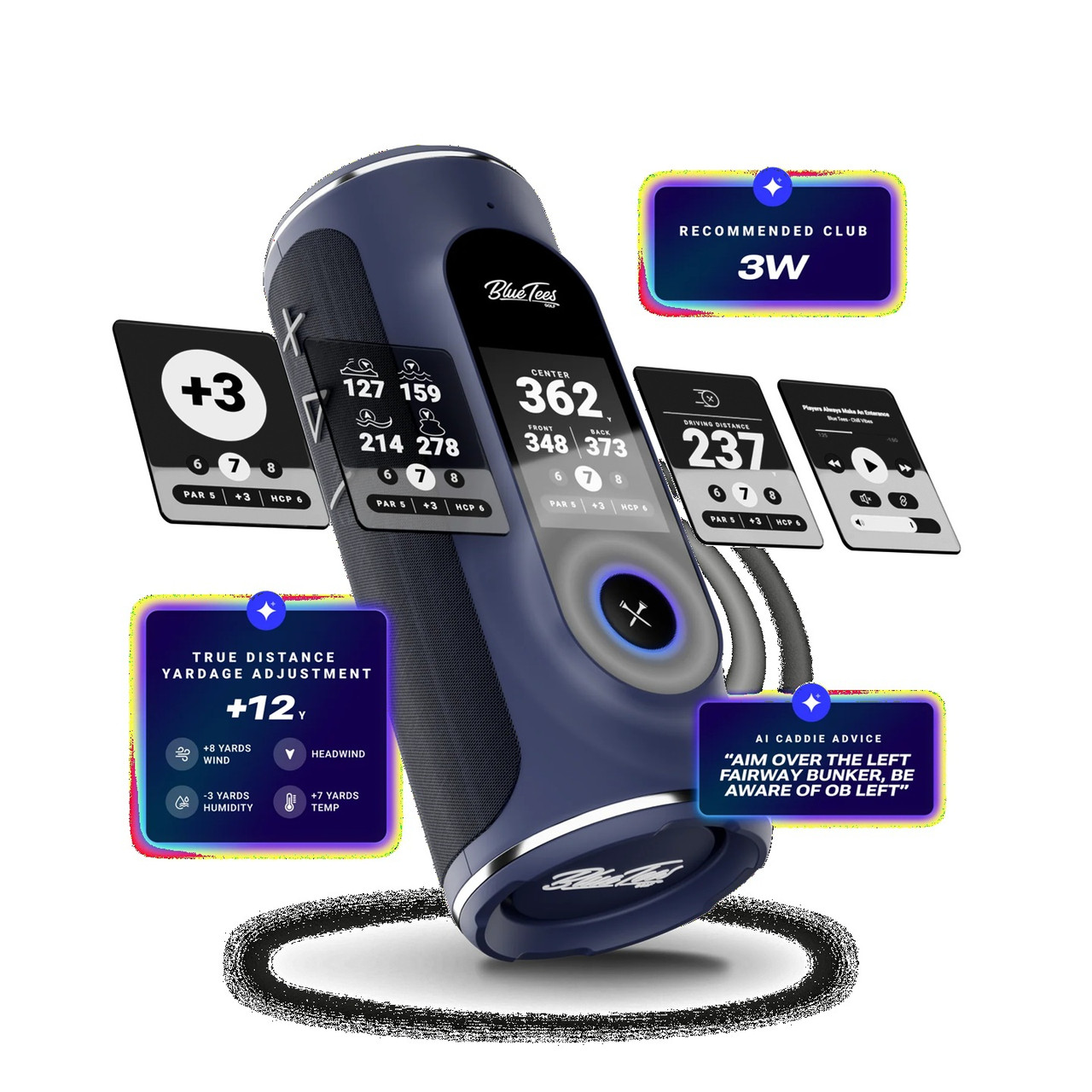 Blue Tees GOLF PLAYER + (音楽スピーカー+ゴルフ機器) Blue Tees Player+ GPS Speaker | Touchscreen Golf GPS & 360° Audio