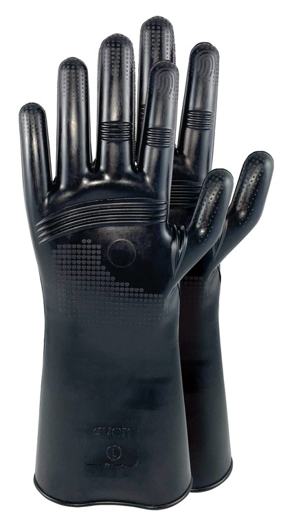 Pair of black Avon Protection EXOSKIN-G1 Tactile CBRN Gloves with a textured grip pattern