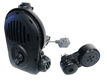 Avon Protection Voice Projection Unit (VPU) Gen II with cable plug and a separate round microphone