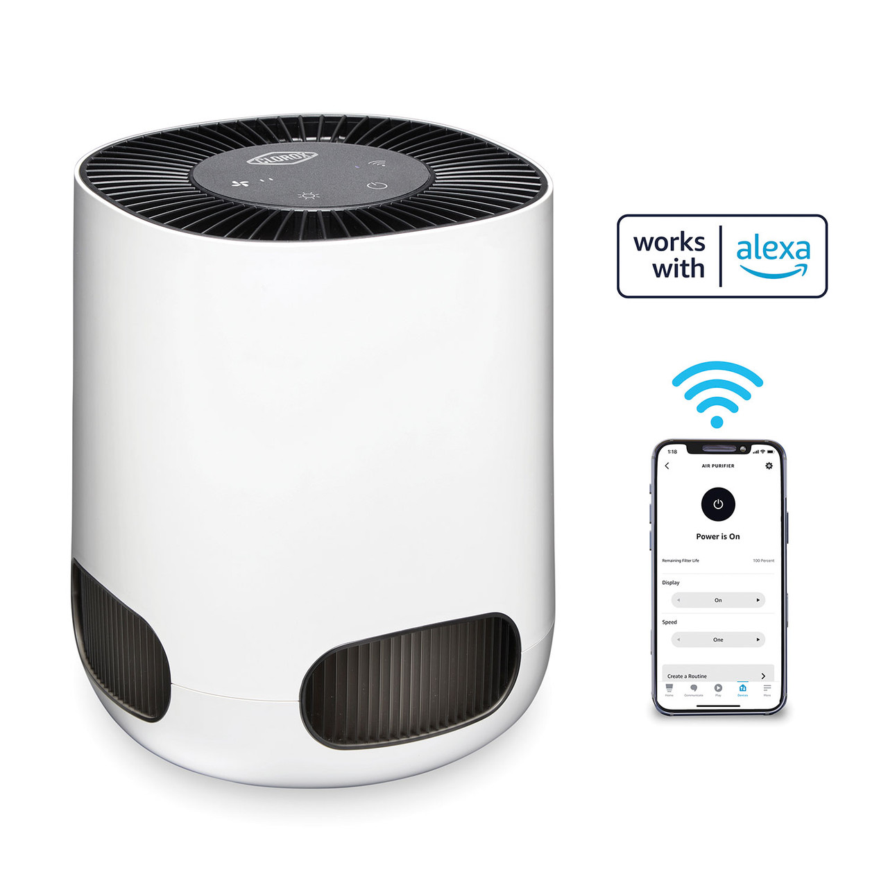 Smart Tabletop True HEPA Air Purifier, works with Alexa