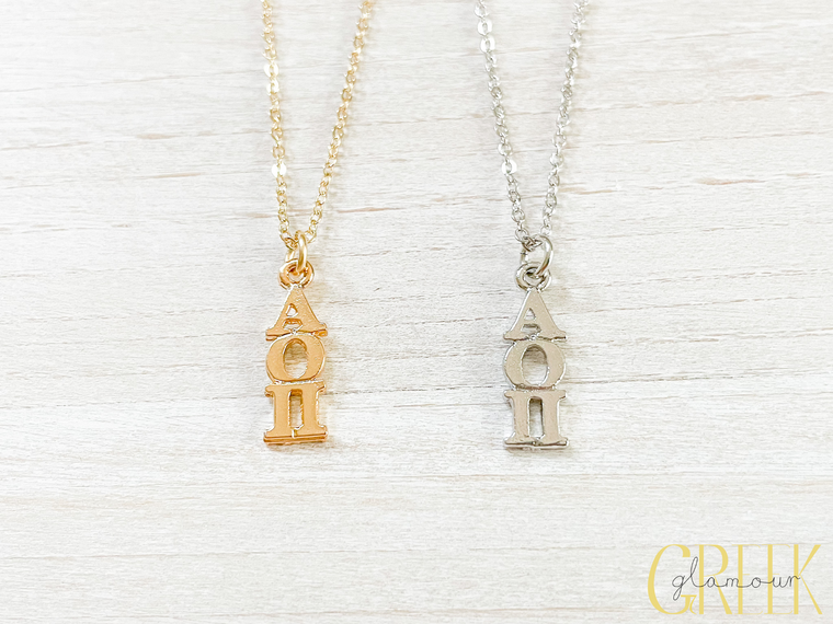 Alpha Omicron Pi Sorority Lavalier Drop Necklace