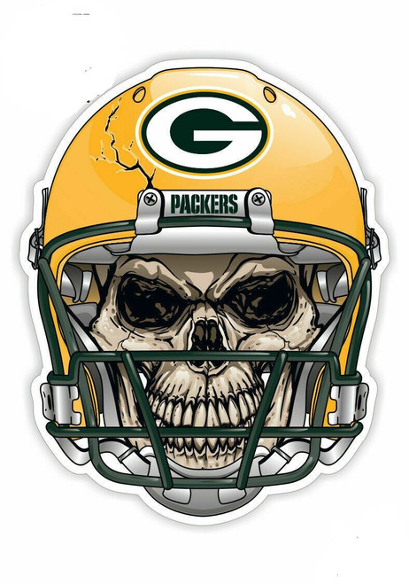 Green Bay Packers football helmet skull decal clearance sticker 3 inch