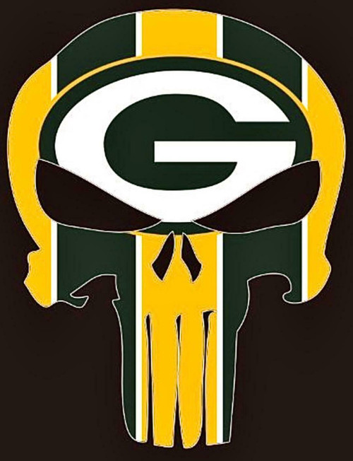 4-inch Green Bay Packers Punisher vinyl sticker decal – NFL skull fan sticker, in stock clearance $1
