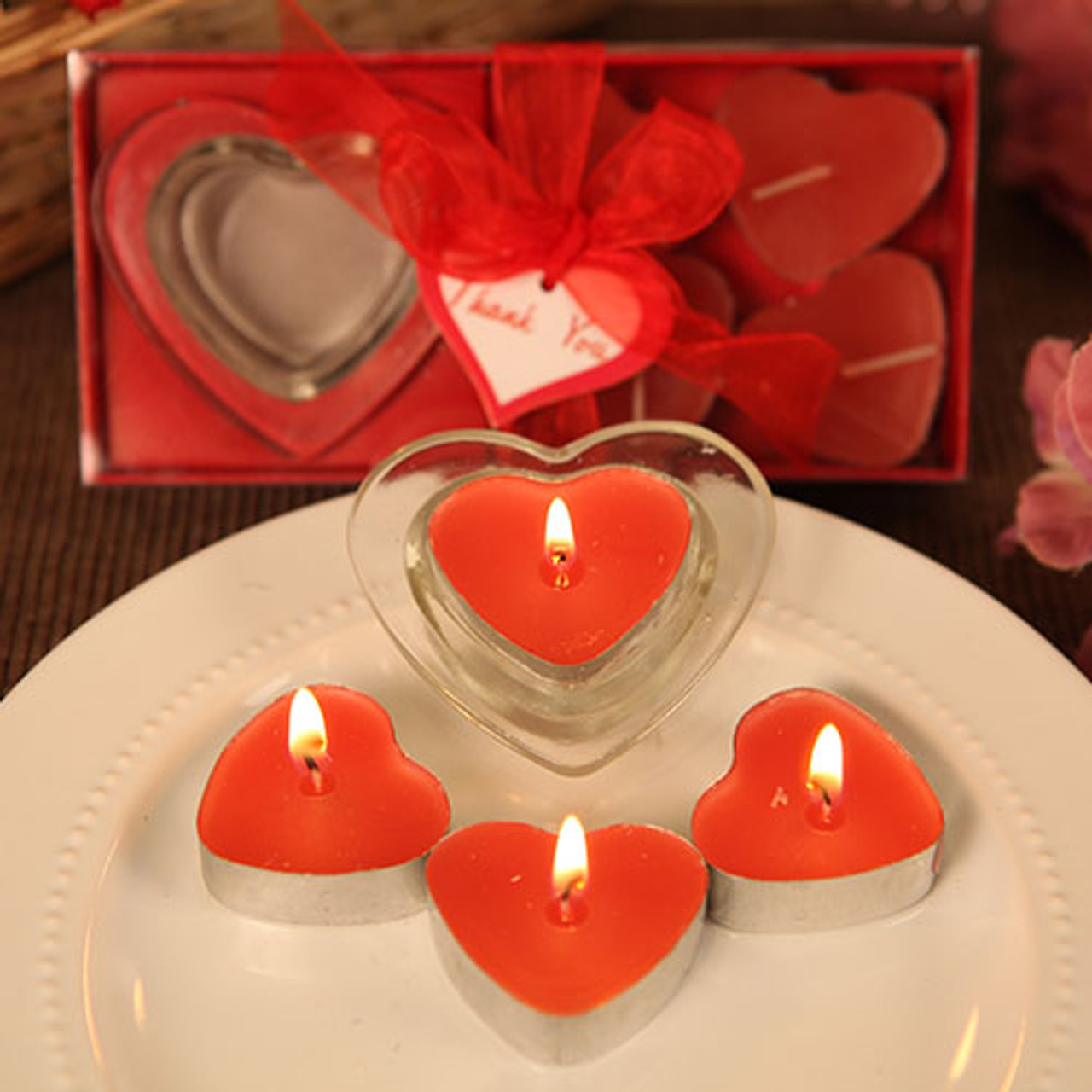 Love''S Burning Bright Heart Shaped Candle Holder With Red Heart Shaped  Candles