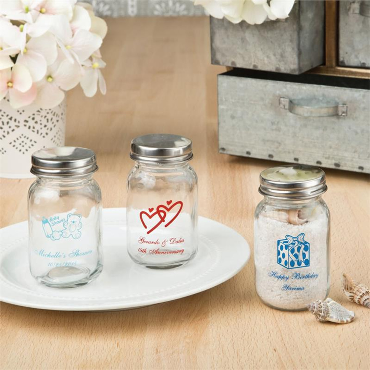 Personalized 3.5 oz Glass Mason Jar with Lid