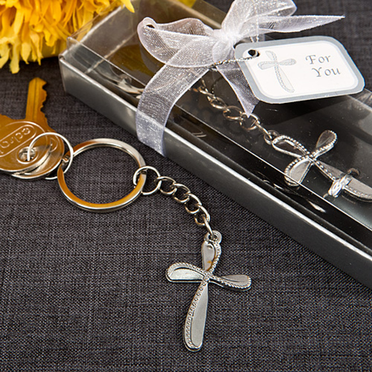 Beaded cross store keychain