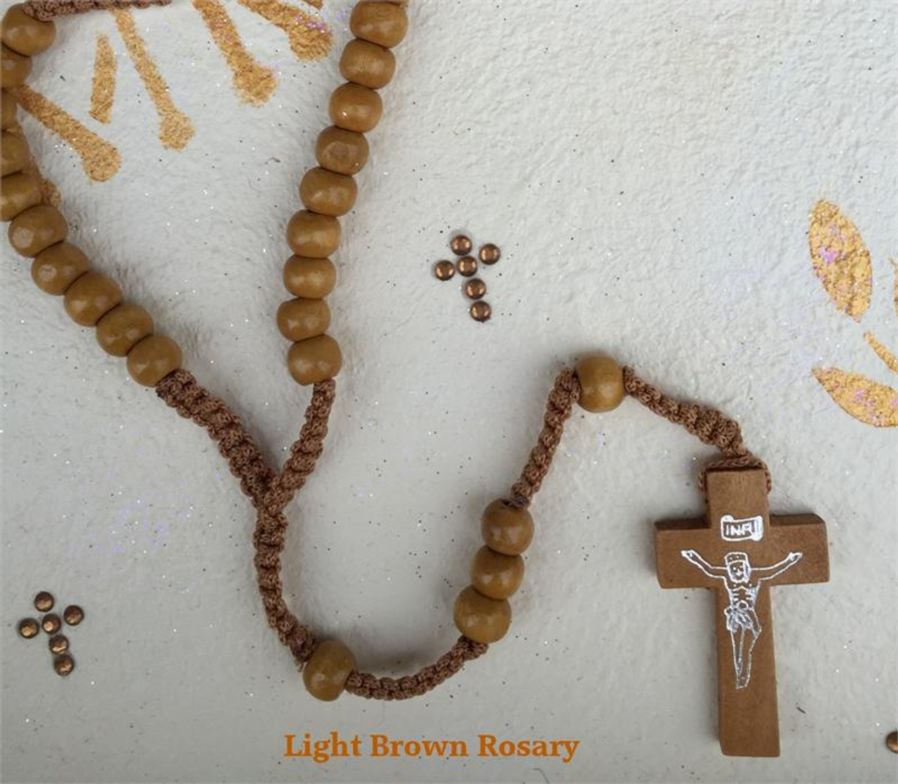 Top view of Wooden rosary beads over white Stock Photo - Alamy